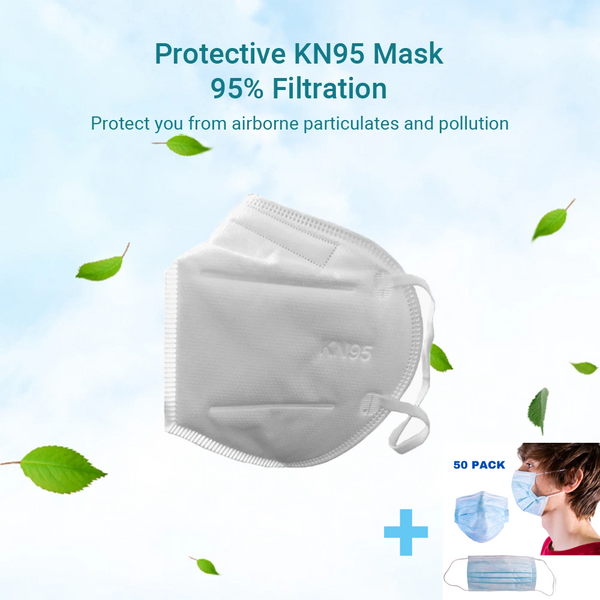 KN95 Respirator Masks with Free 50 Pack 3 ply Face Mask - Kopolymer